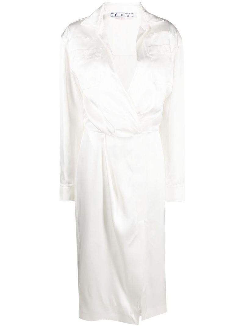 White Twisted Duchesse Midi Shirt Dress