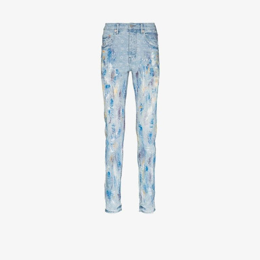Blue Paint Splatter Skinny Jeans