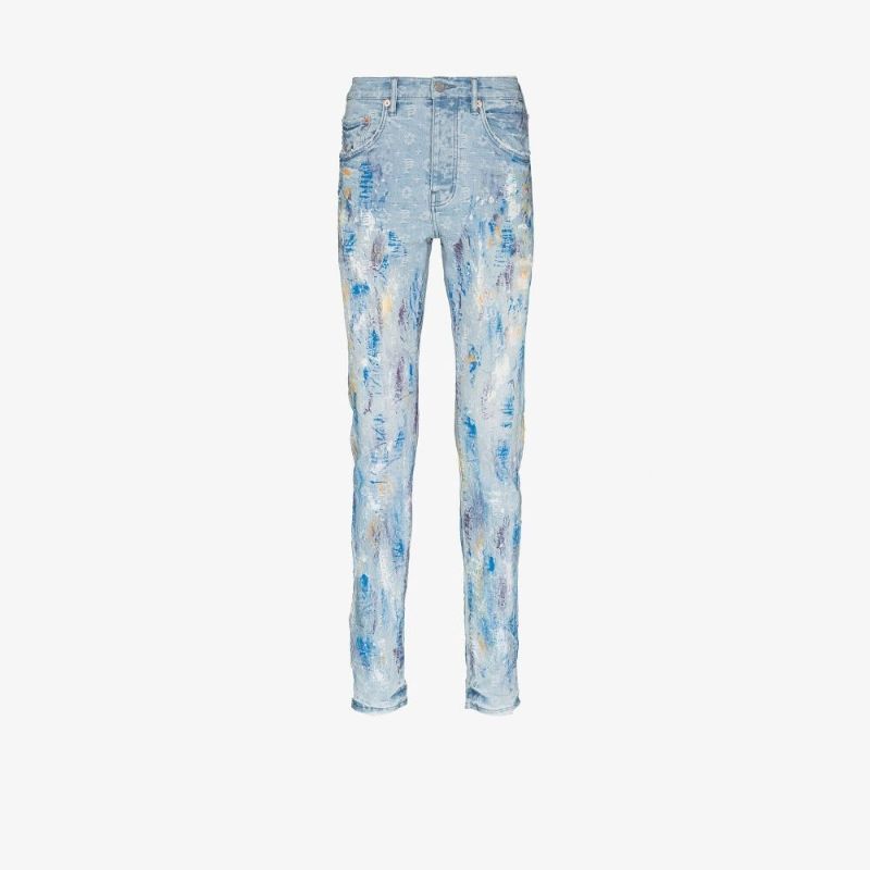 Blue Paint Splatter Skinny Jeans
