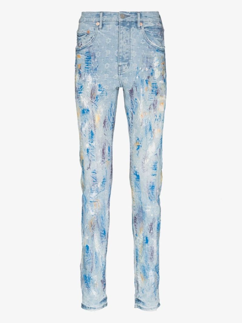 Blue Paint Splatter Skinny Jeans