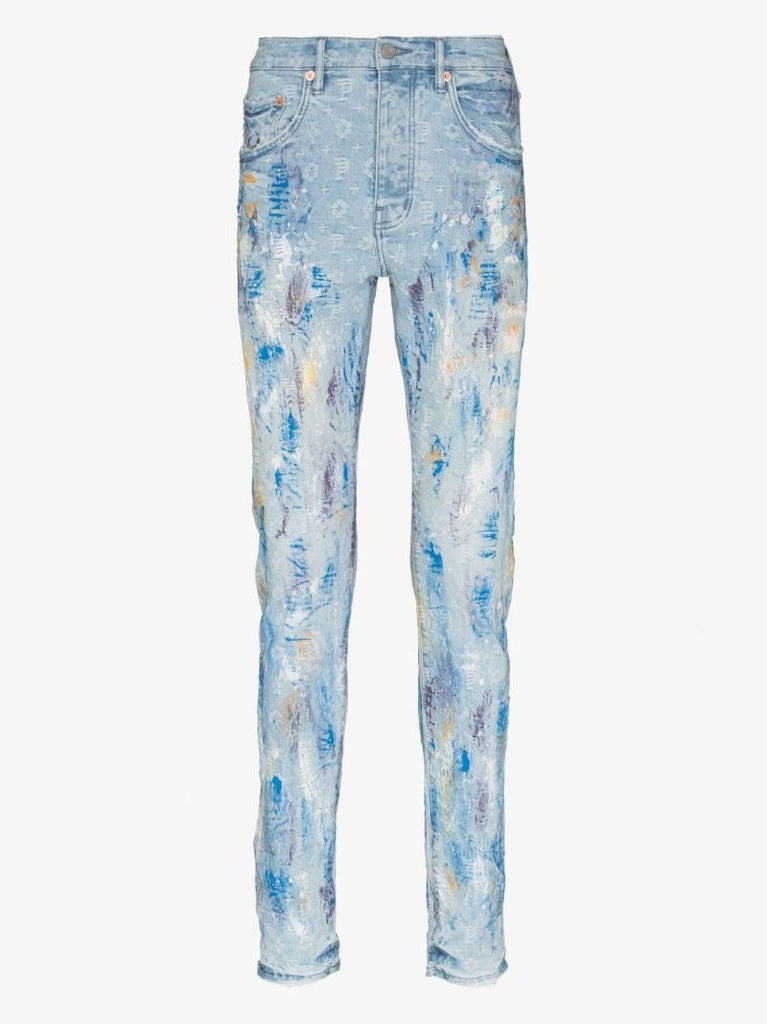Blue Paint Splatter Skinny Jeans