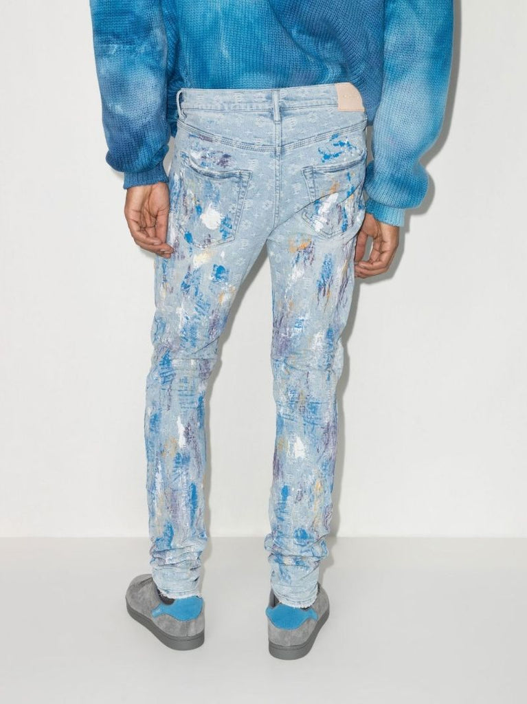 Blue Paint Splatter Skinny Jeans