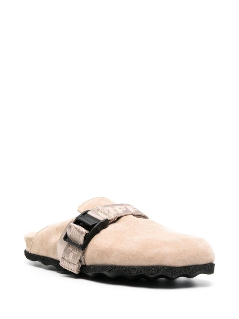 Neutral Industrial Buckle Leather Mules