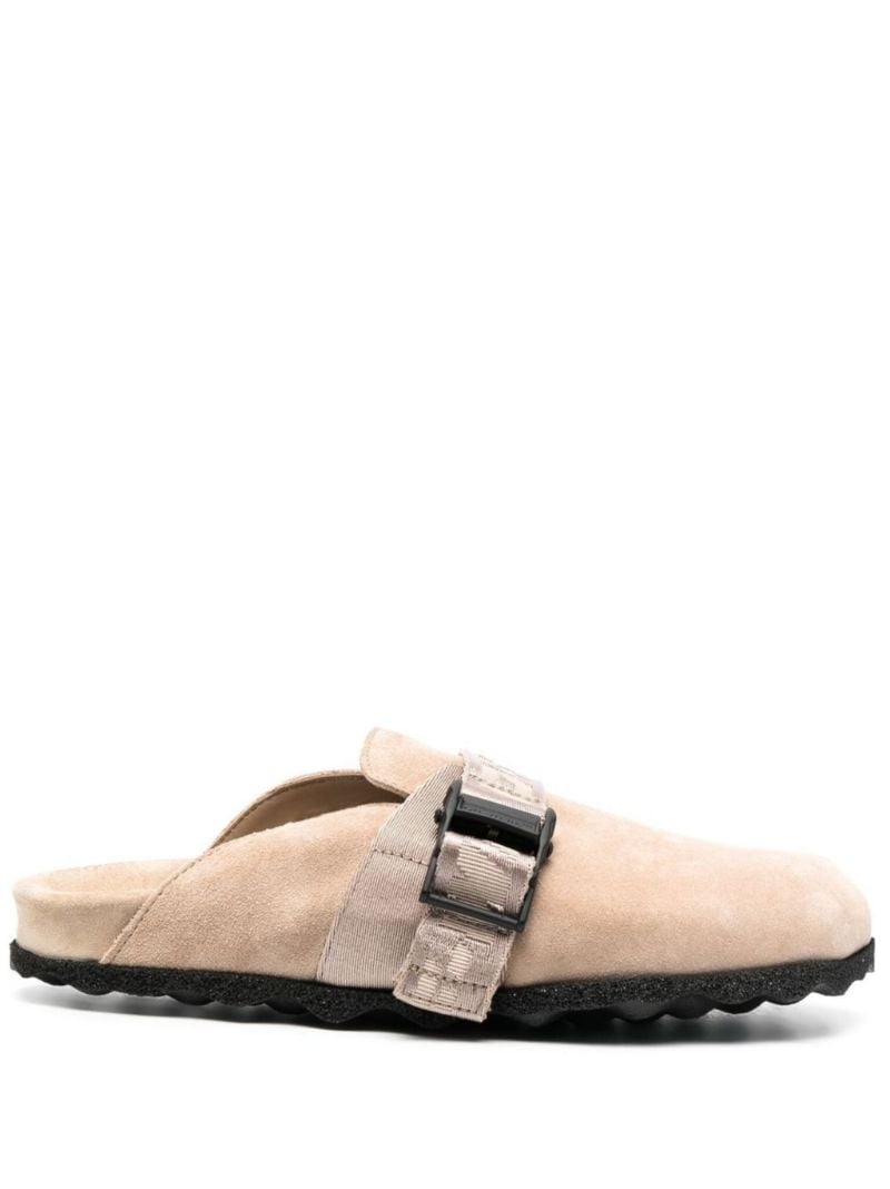 Neutral Industrial Buckle Leather Mules