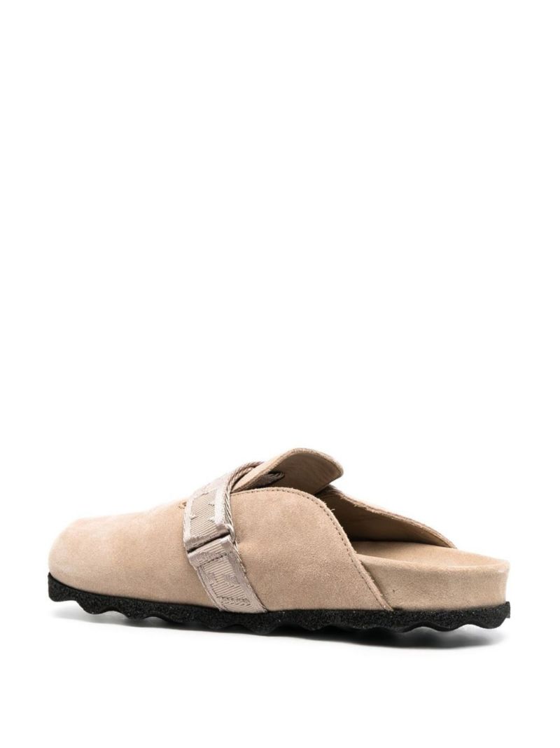 Neutral Industrial Buckle Leather Mules
