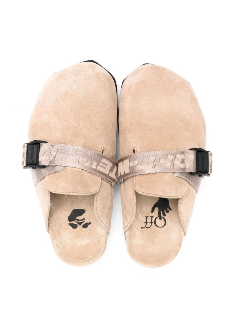 Neutral Industrial Buckle Leather Mules