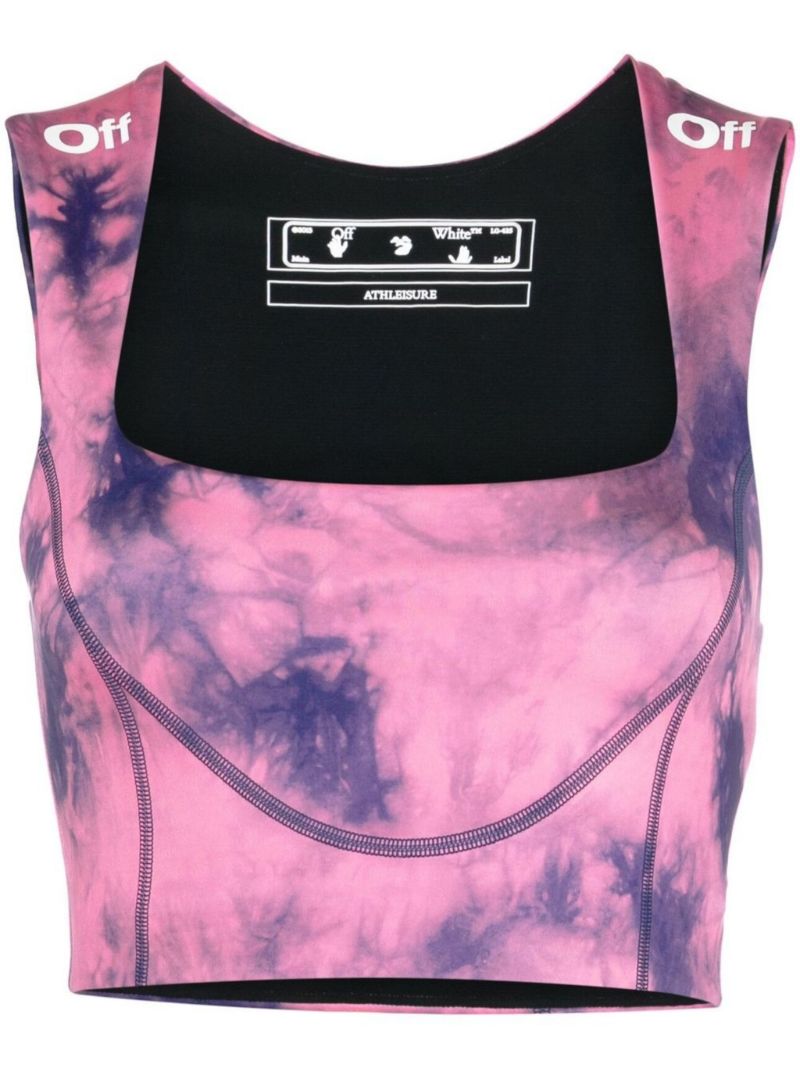 Pink Tie-dye Print Sports Bra