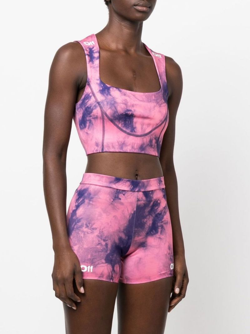 Pink Tie-dye Print Sports Bra