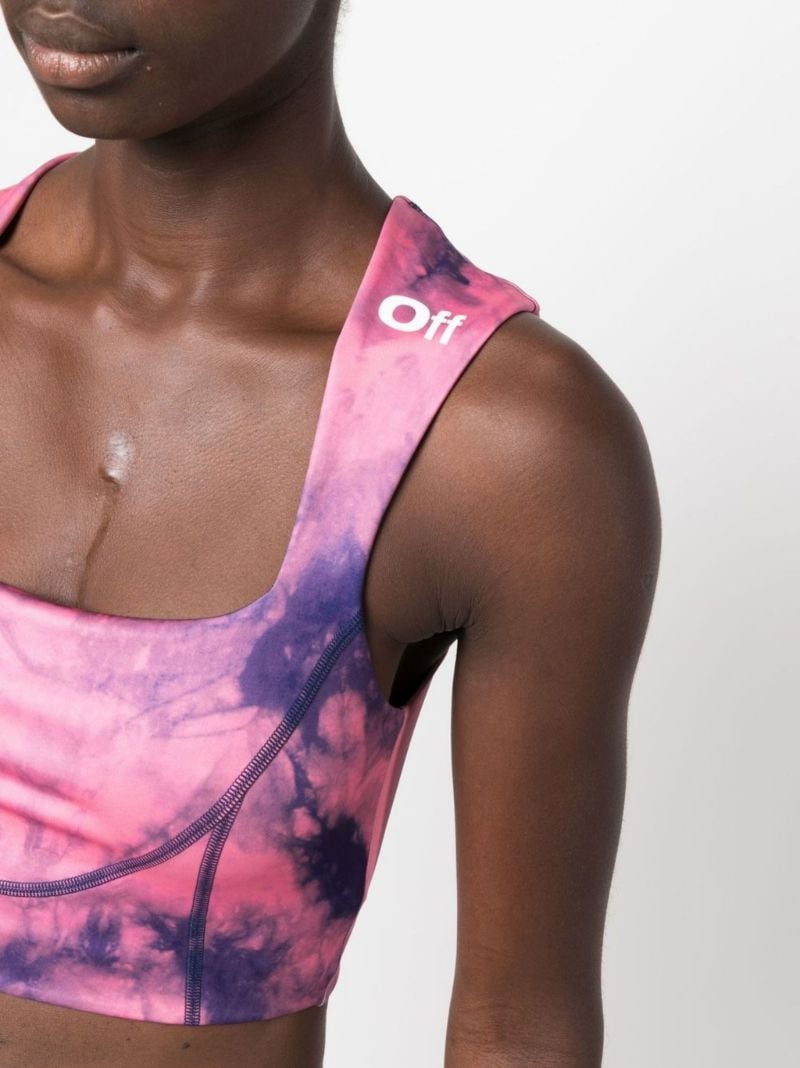 Pink Tie-dye Print Sports Bra