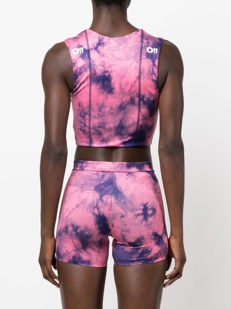Pink Tie-dye Print Sports Bra