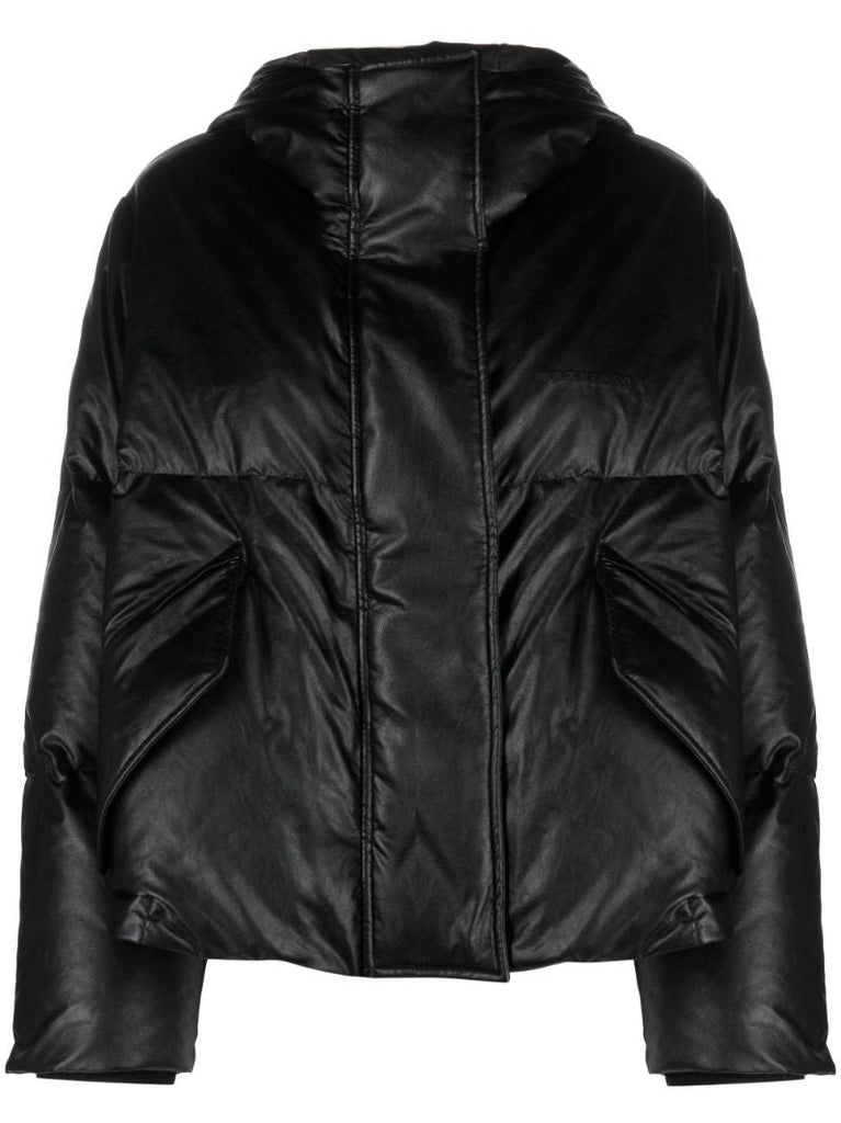 Black Logo Embroidered Padded Jacket