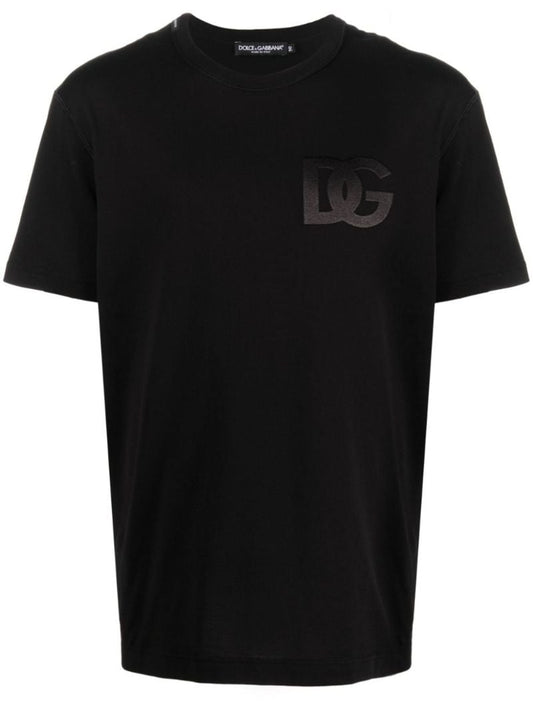 Black Dg Embroidered Cotton T-shirt