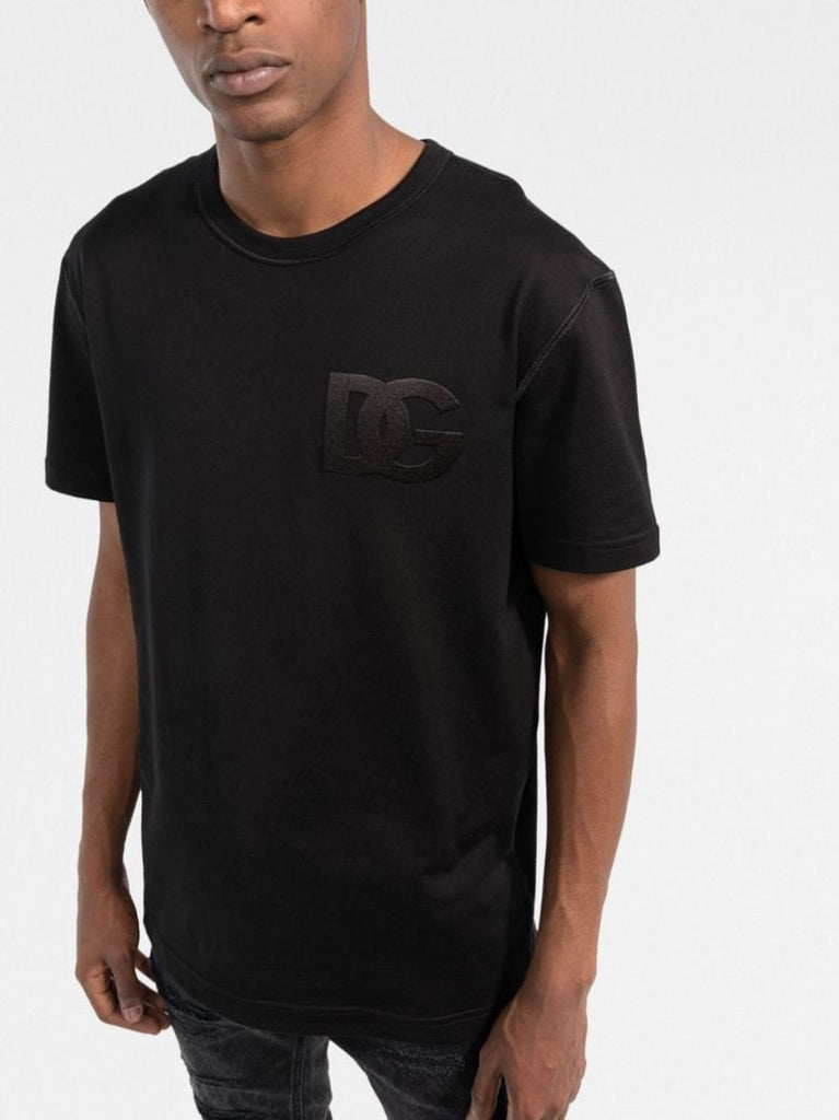 Black Dg Embroidered Cotton T-shirt