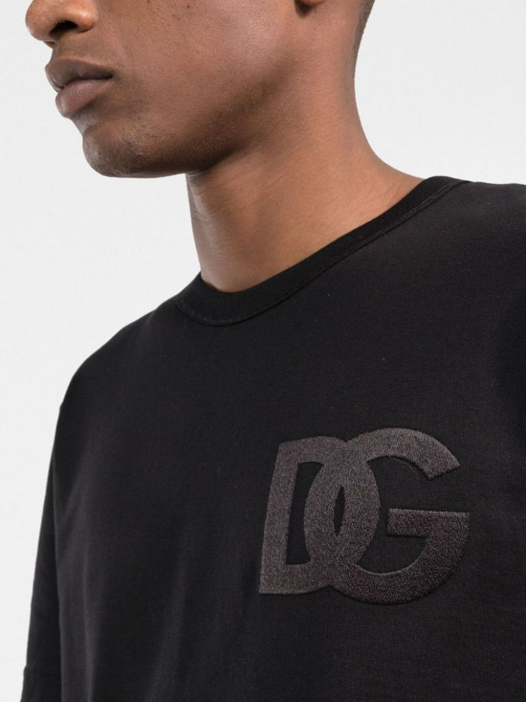 Black Dg Embroidered Cotton T-shirt