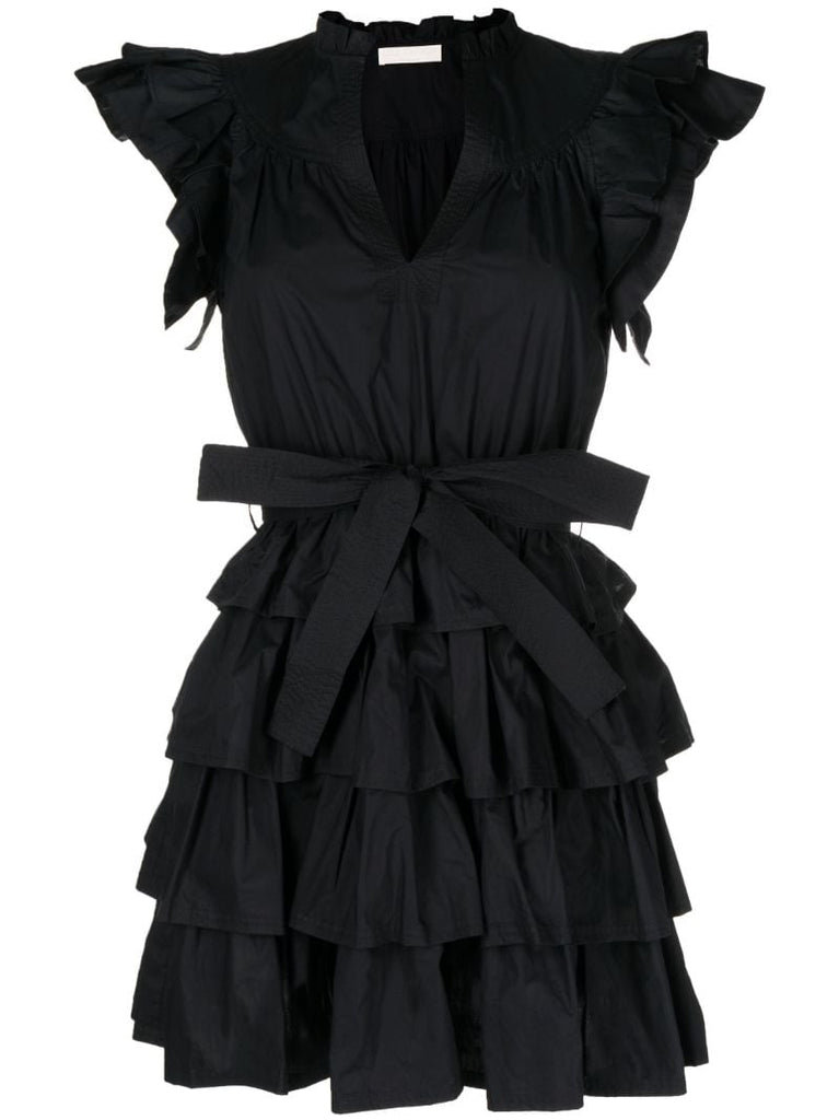 Black Lulua Tie Waist Mini Dress