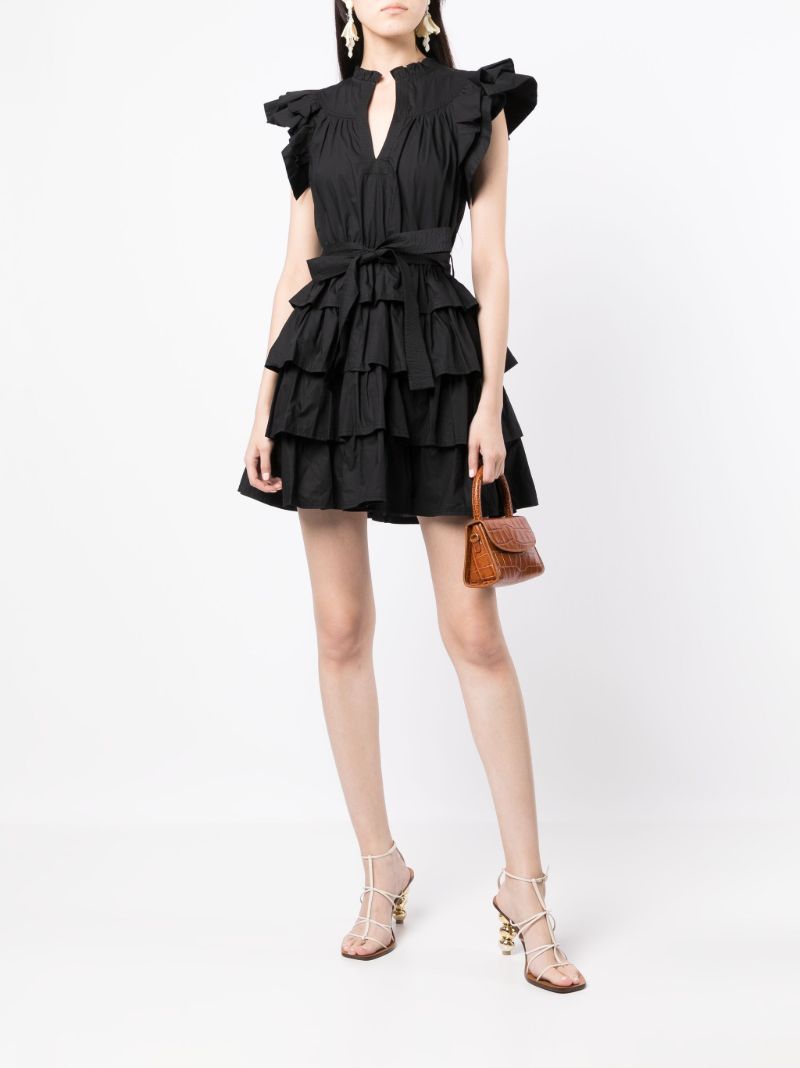 Black Lulua Tie Waist Mini Dress