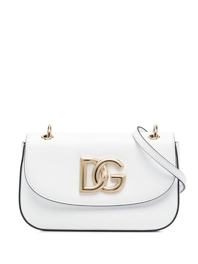 White Dg Leather Shoulder Bag