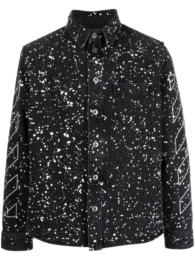 Black Paint Splatter Denim Shirt