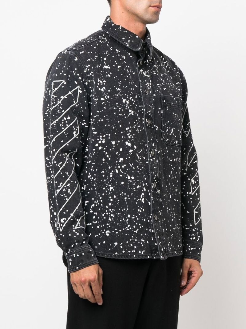 Black Paint Splatter Denim Shirt