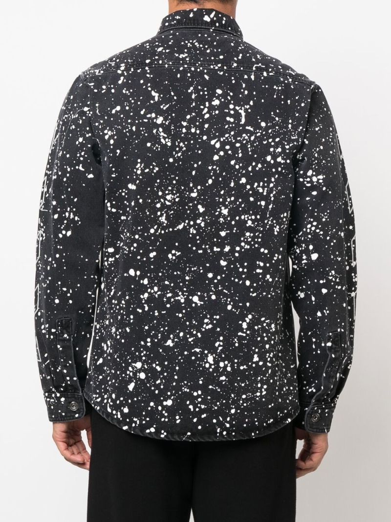 Black Paint Splatter Denim Shirt