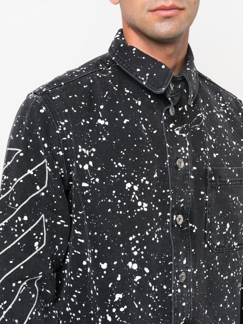 Black Paint Splatter Denim Shirt