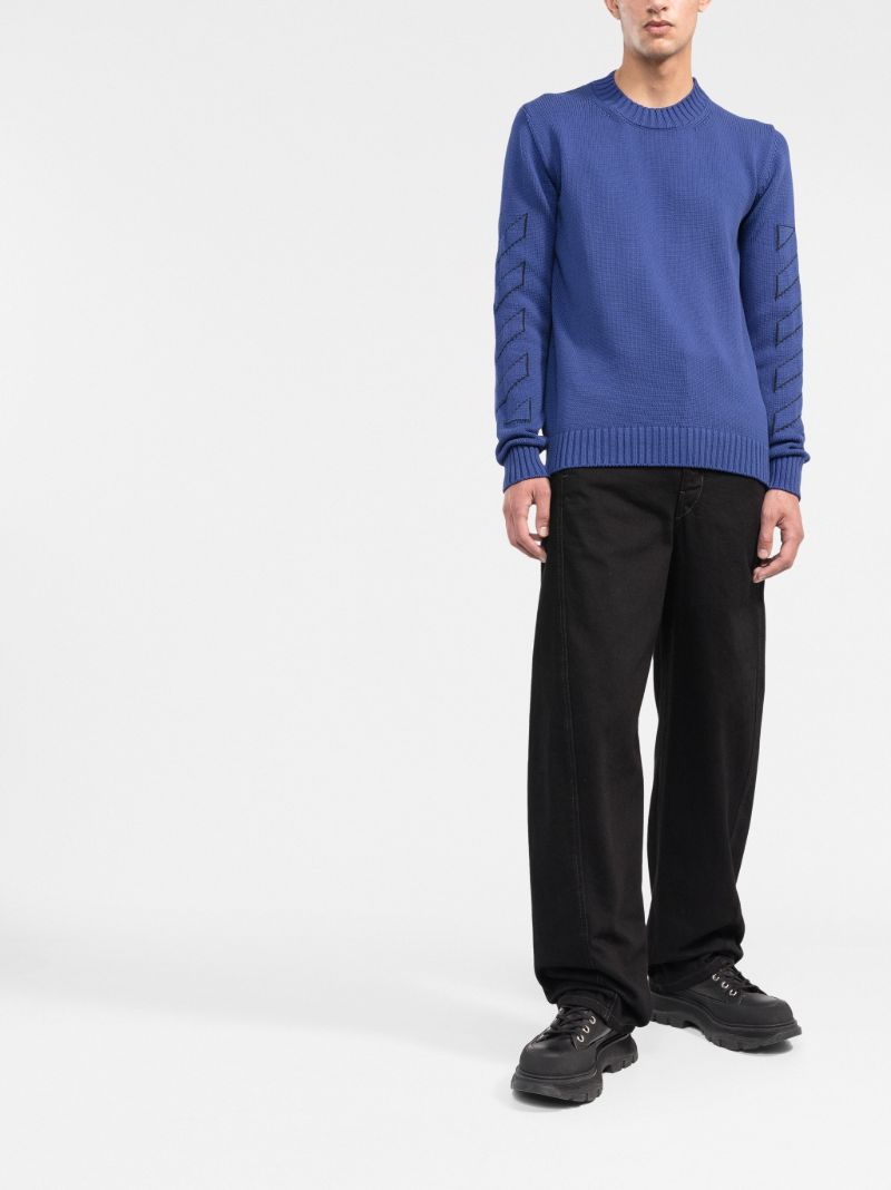 Blue Arrows Motif Knit Sweater