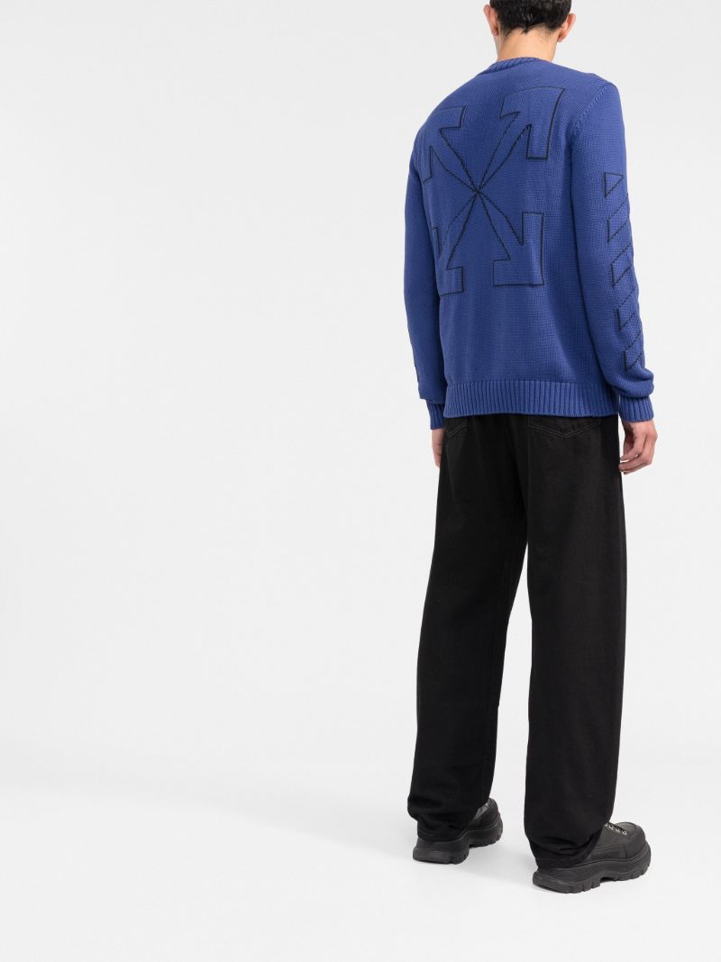 Blue Arrows Motif Knit Sweater