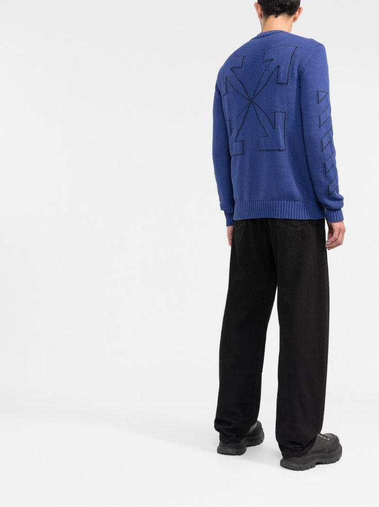 Blue Arrows Motif Knit Sweater