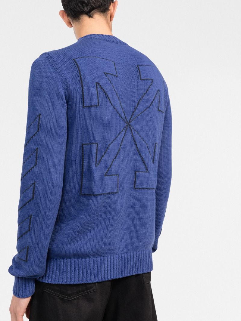 Blue Arrows Motif Knit Sweater