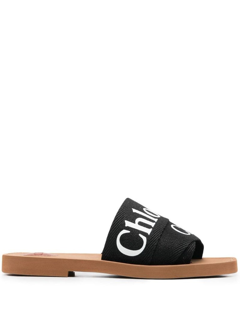 Black Woody Canvas Slides