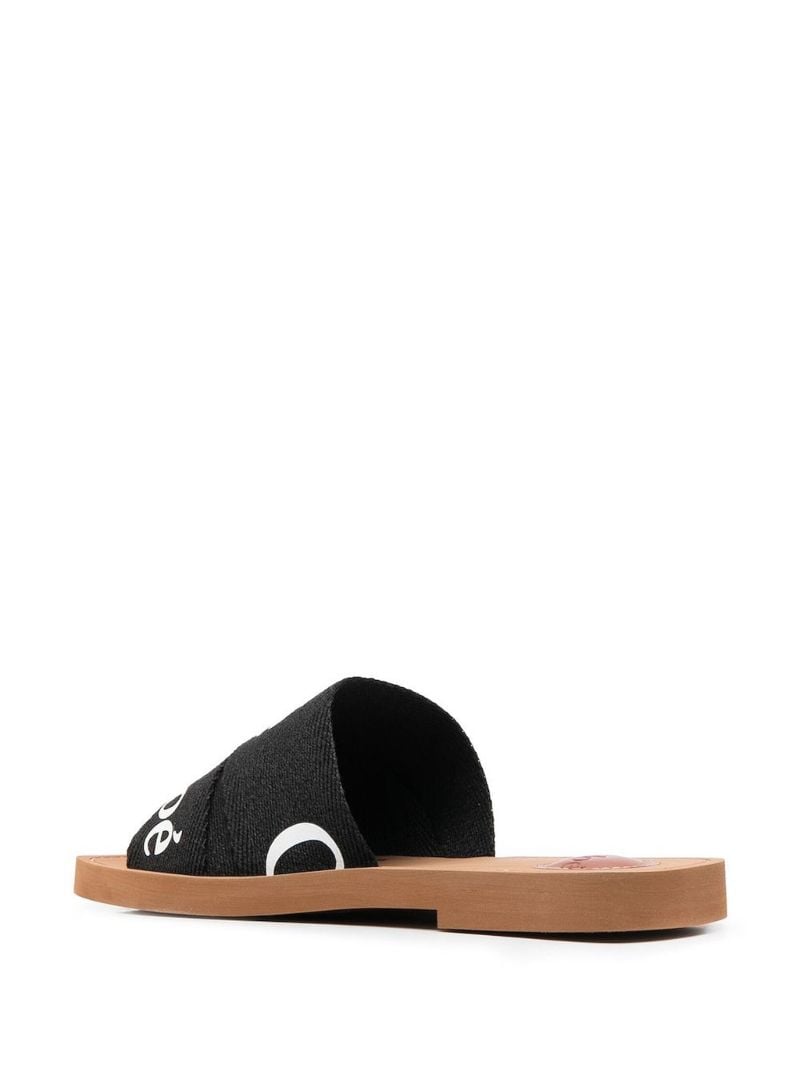 Black Woody Canvas Slides