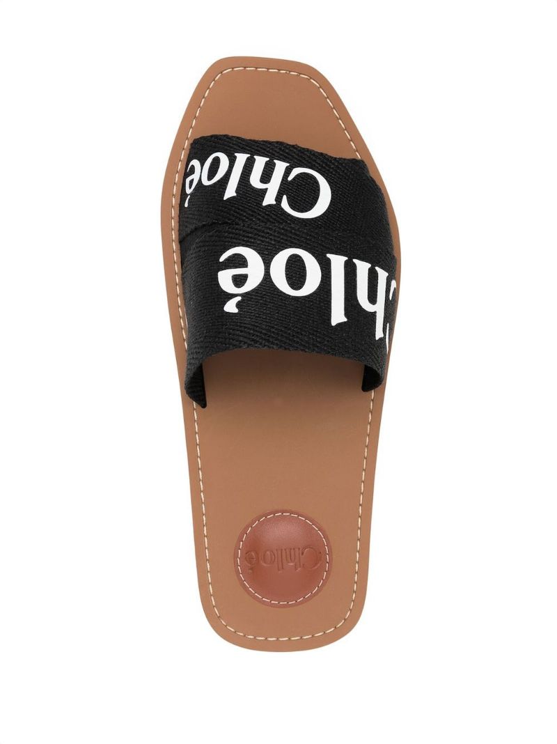 Black Woody Canvas Slides