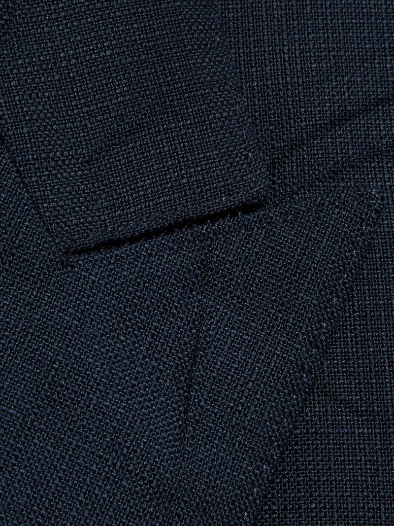 Blue Crease Effect Double-breasted Blazer