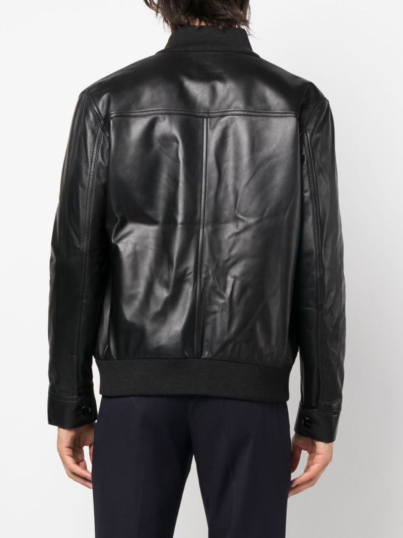 Black Buttoned Leather Jacket