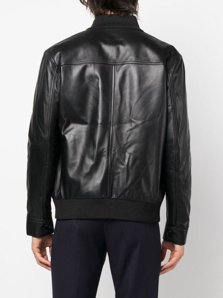 Black Buttoned Leather Jacket