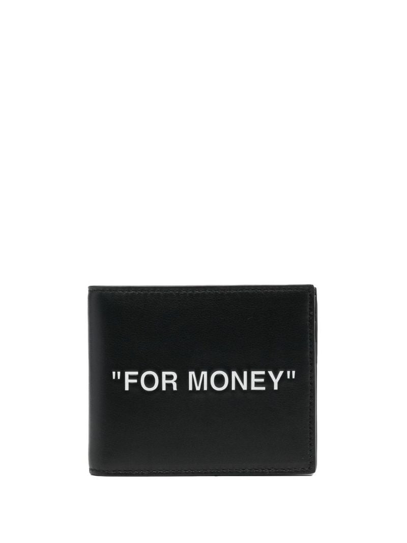 Black "for Money" Leather Bi-fold Wallet