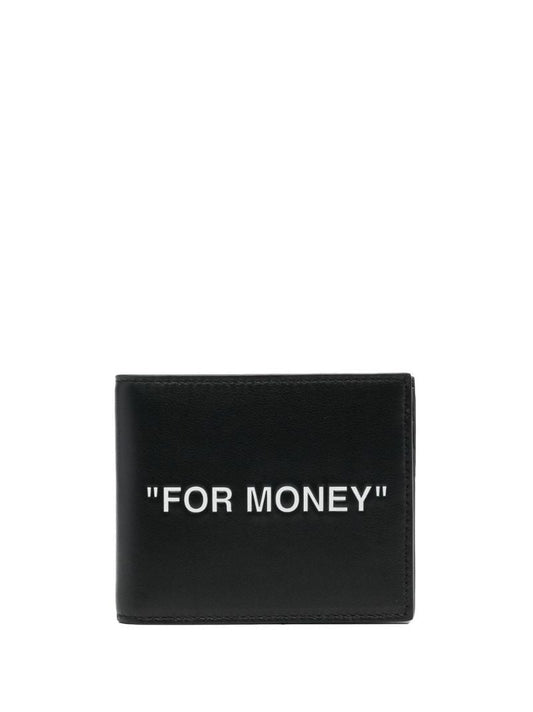 Black "for Money" Leather Bi-fold Wallet