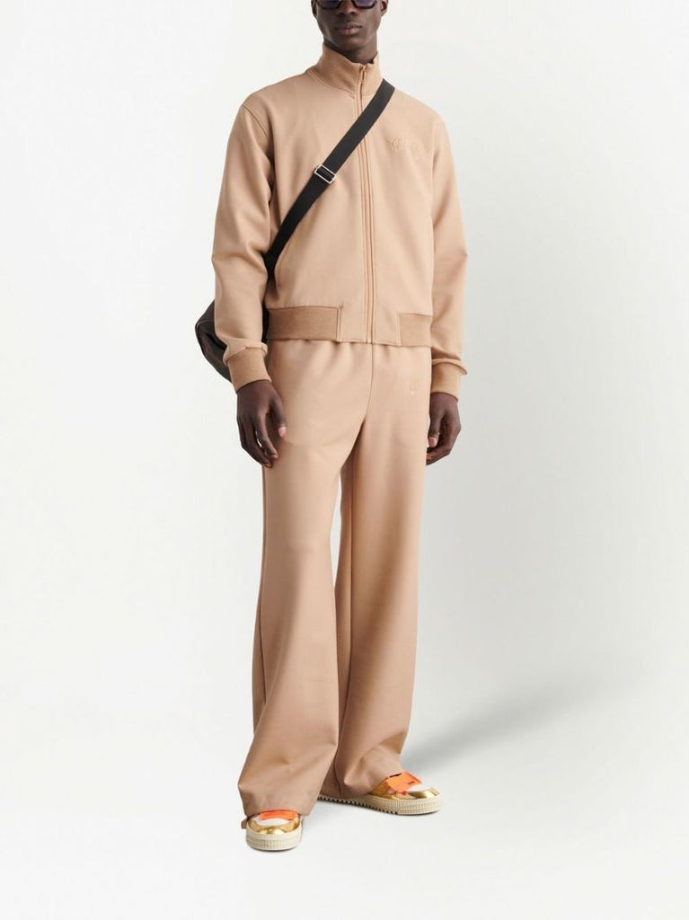 Neutral Zip Up Wool Bomber Jacket