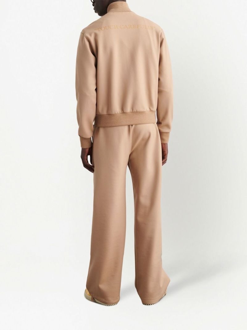Neutral Zip Up Wool Bomber Jacket