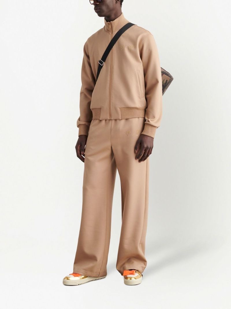 Neutral Zip Up Wool Bomber Jacket