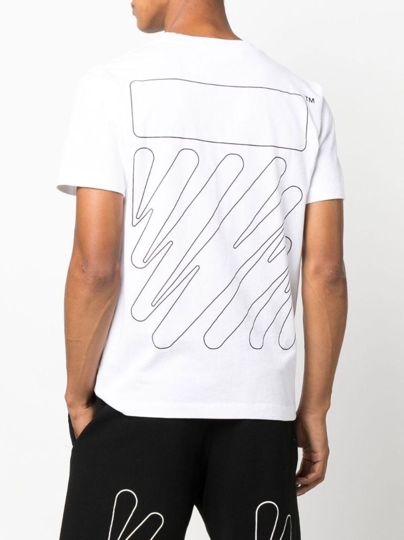 White Wave Diag Cotton T-shirt