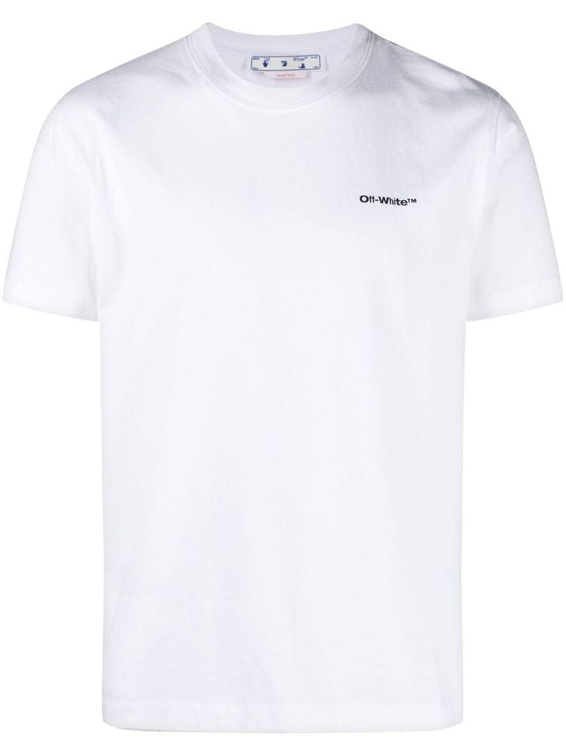 White Wave Diag Cotton T-shirt