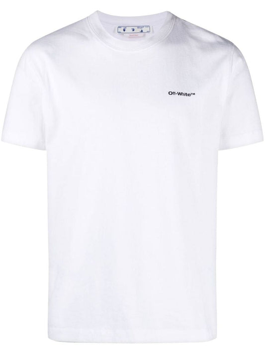 White Wave Diag Cotton T-shirt