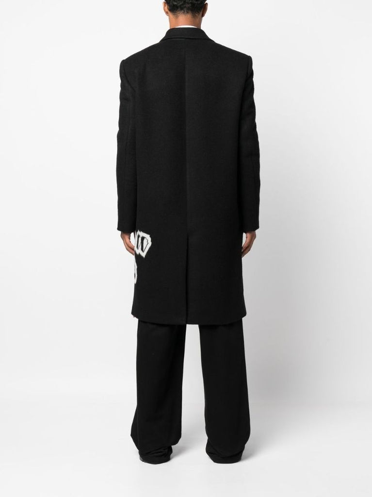 Black Graffiti Logo Single-breasted Coat