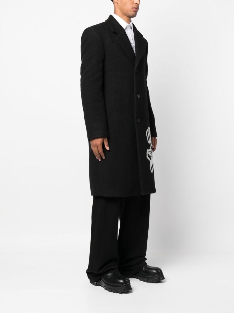 Black Graffiti Logo Single-breasted Coat