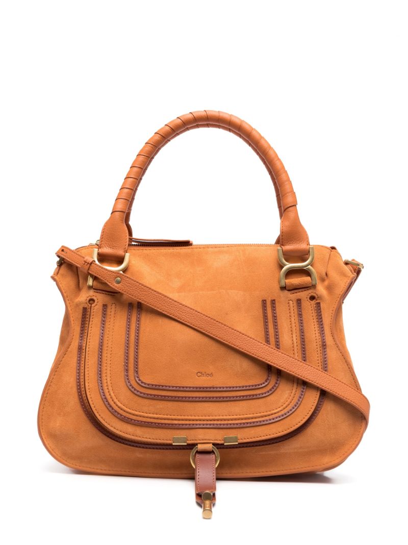 Orange Marcie Suede Tote Bag