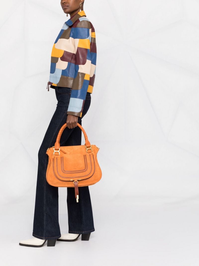 Orange Marcie Suede Tote Bag