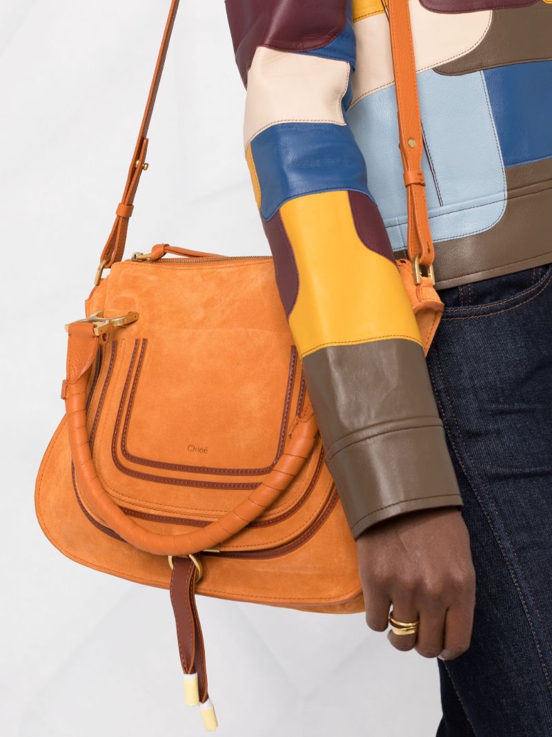 Orange Marcie Suede Tote Bag