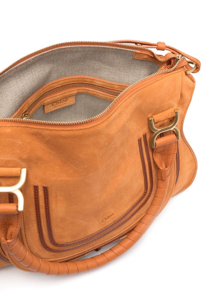 Orange Marcie Suede Tote Bag