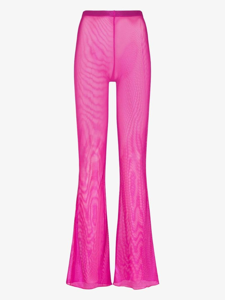 Pink Mesh Wide Leg Trousers